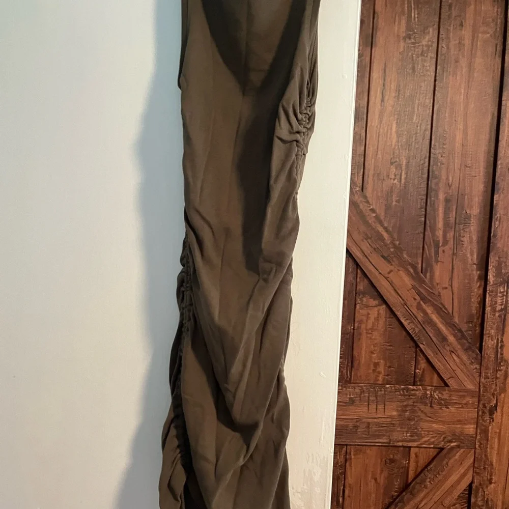 Good American Ruched Tank Mini Dress Olive - Picture 5 of 5